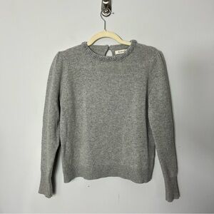 Woolovers 100% Lambs Wool Crewneck Embellished Sweater Gray size Small *J